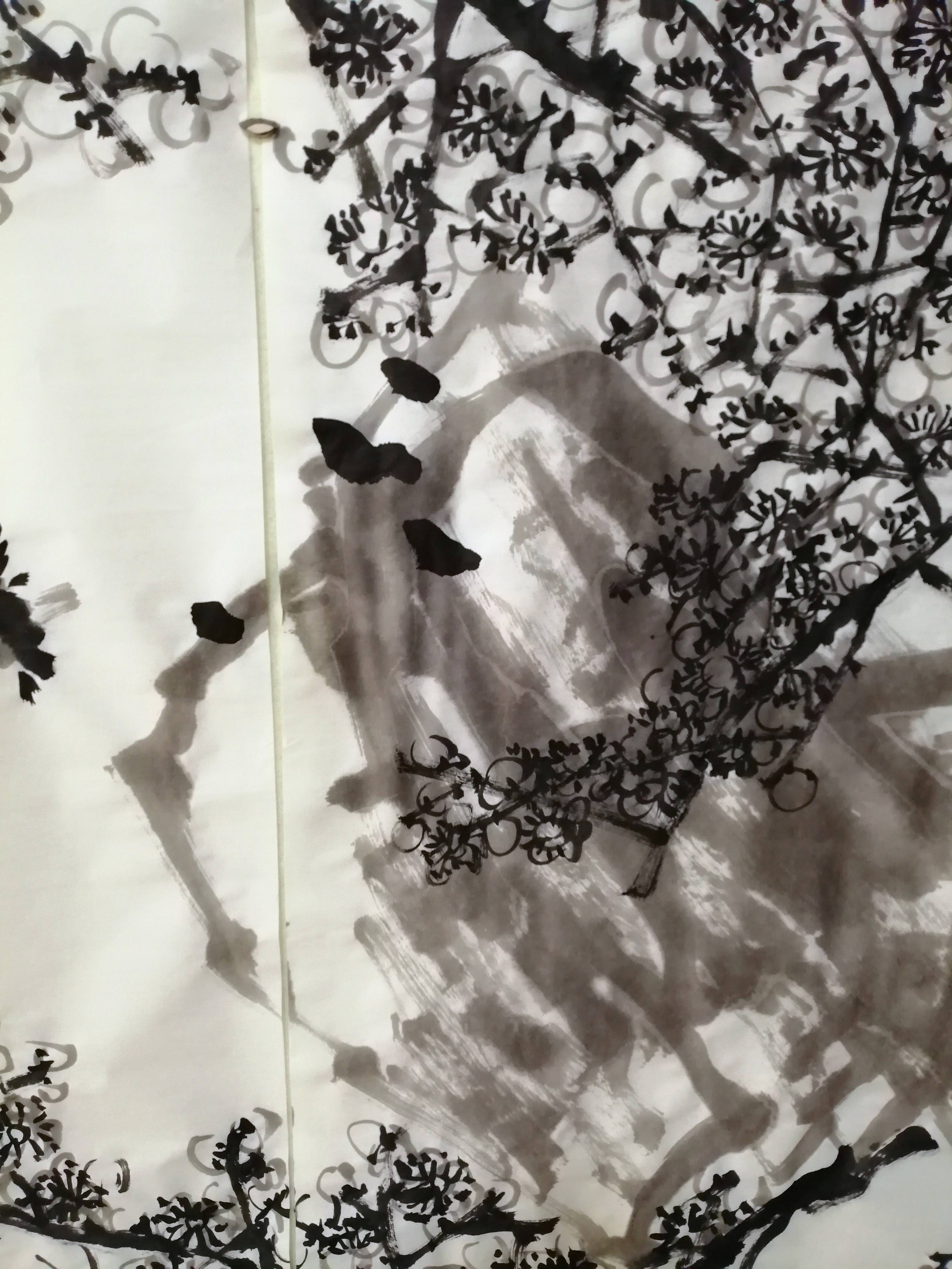 花鸟画家李立新2021年作品,四尺对开通景屏国画梅花《春消息》赏析