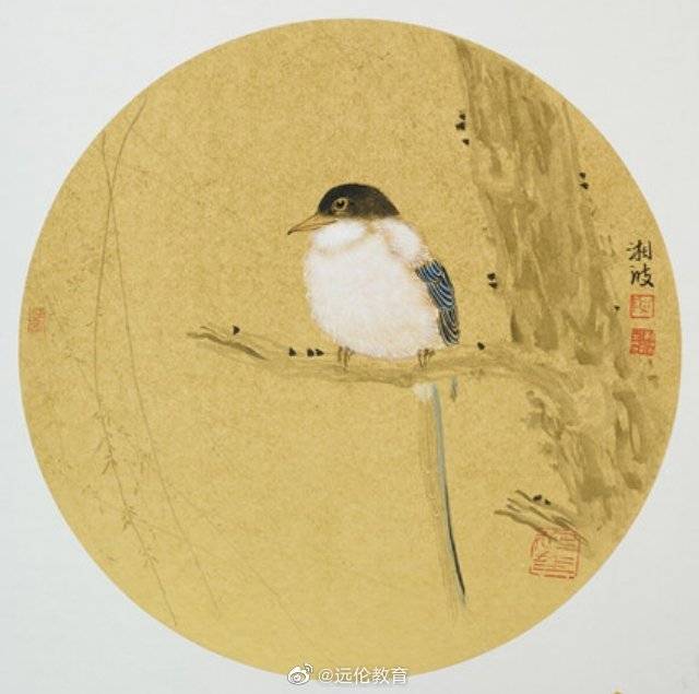 国画花鸟欣赏 陈湘波扇面花鸟