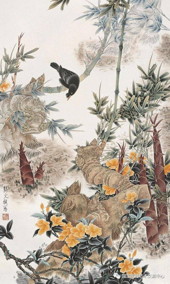 中年工笔花鸟画家龚文桢完全承受了这个传统.然而,不止于此.
