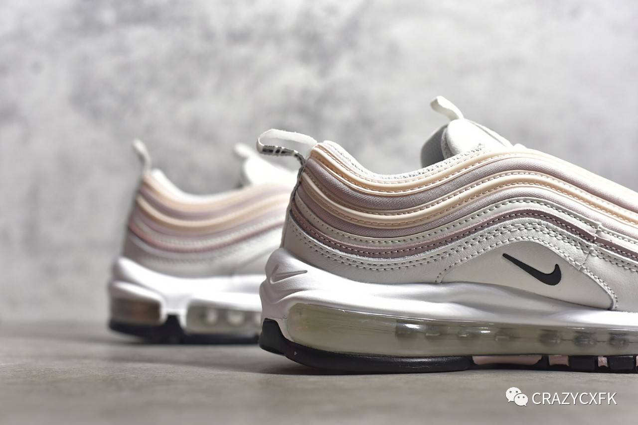 耐克nike air max 97 wmns 粉白全掌气垫子弹运动鞋