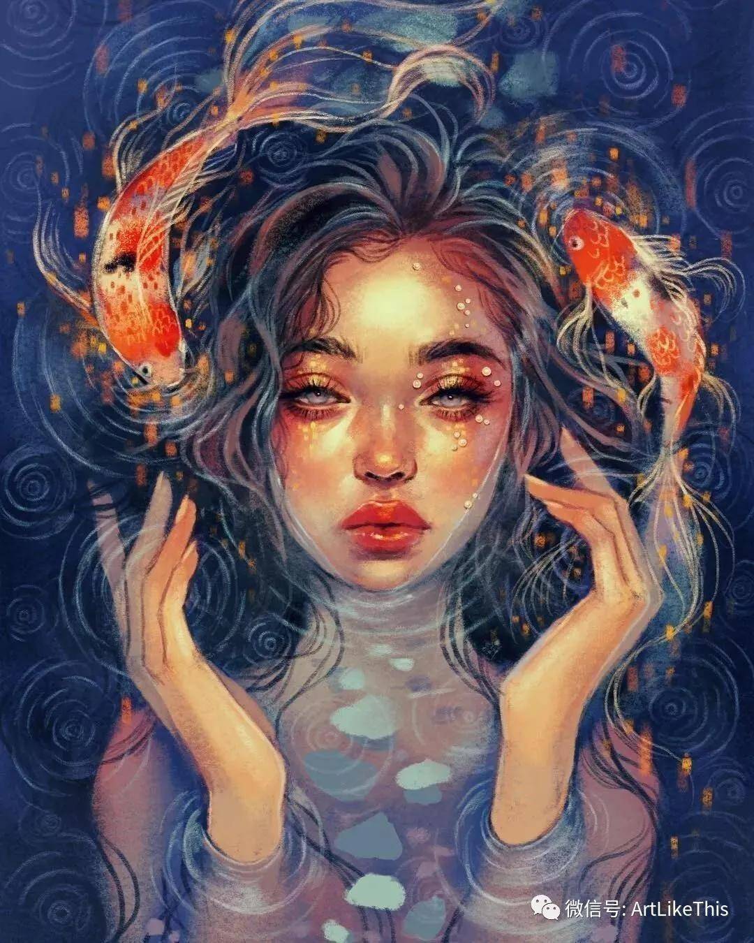 uv 笔下唯美个性的女性人物插画具有强烈的视觉冲击力,风格特别,极富