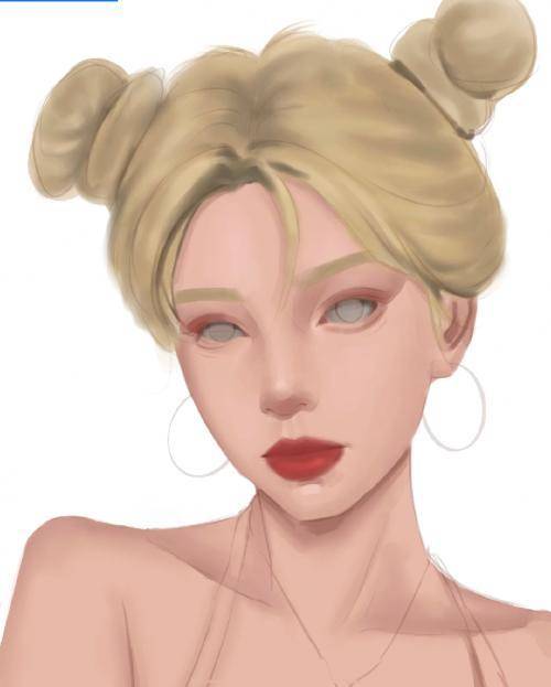 人像插画~丸子头的酷酷少女_头发