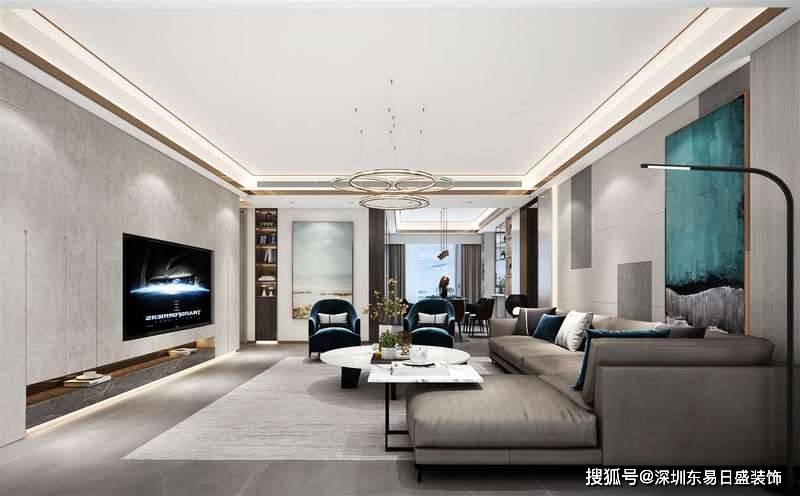 香山美墅170平现代轻奢风格客厅装修设计效果图