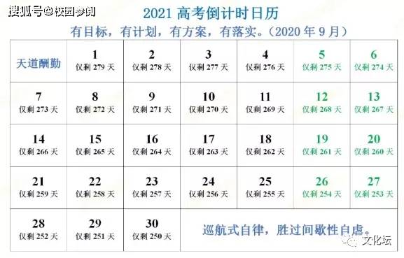 2021年高考倒计时日历