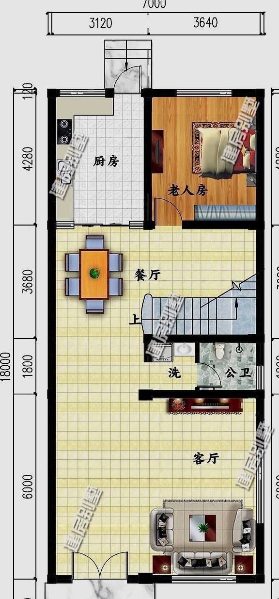 7米面宽的3栋别墅,两款复式进深达到18米,第一款主体只要16万