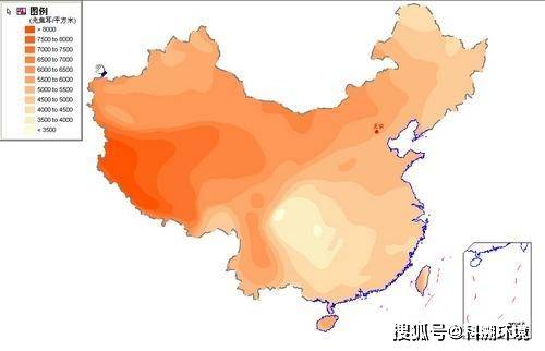 (我国太阳能资源分布示意图)