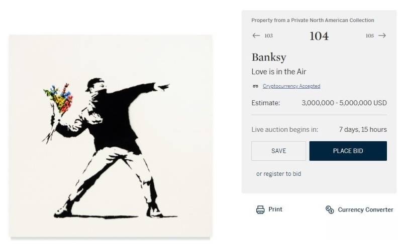 banksy名作〈love is in the air〉. (source:苏富比)