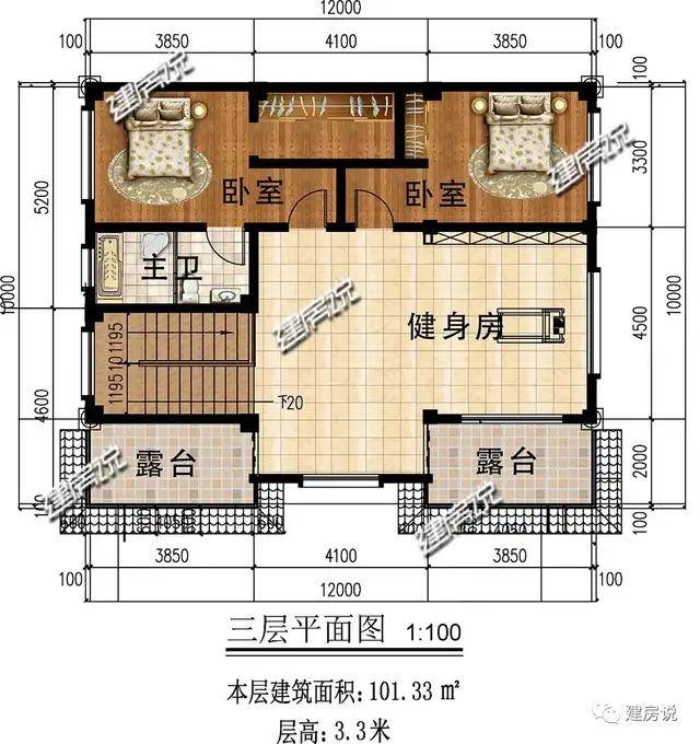 120平左右别墅图纸1 品牌:建房说 别墅图纸编号:jf20621,主体毛坯