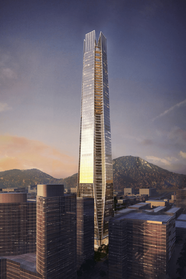 高388米深圳笋岗未来第一高楼城脉中心核心筒封顶