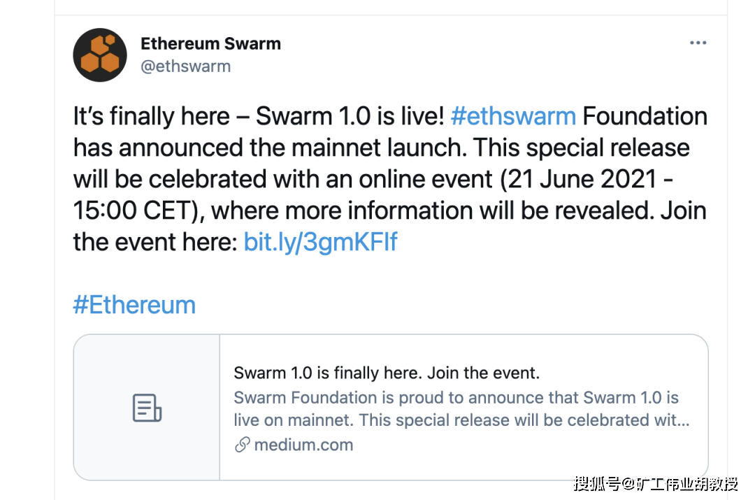 swarm(bzz)6月21号主网上线,发行价26美金!