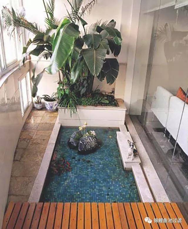 颇具现代简约风格的室内鱼池,很有格调.