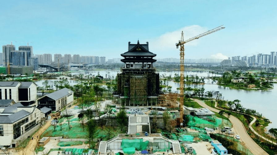 东安湖体育公园"首秀"!地标建筑东安阁6月底全面建成