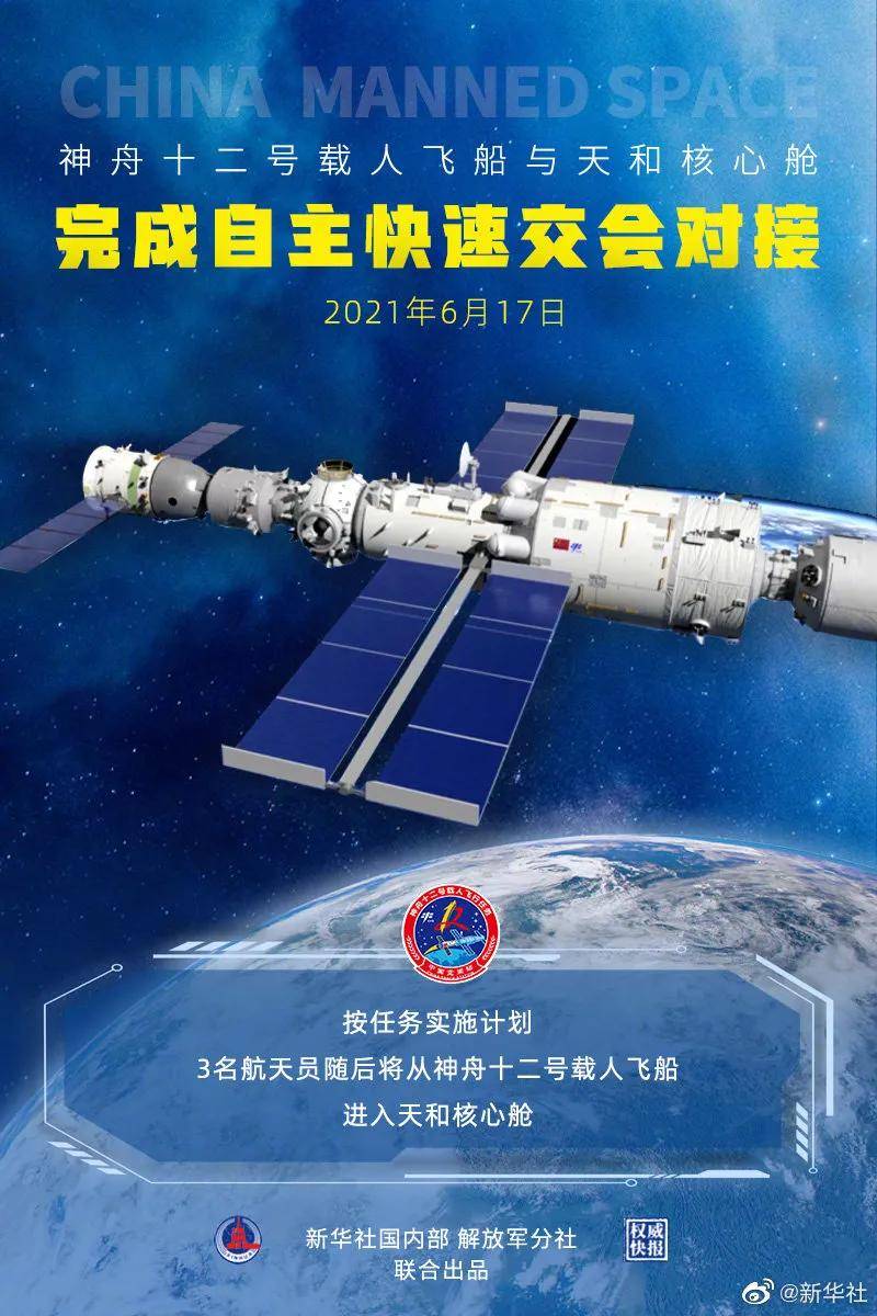 据中国载人航天工程办公室消息 神舟十二号载人飞船入轨后 顺利完成