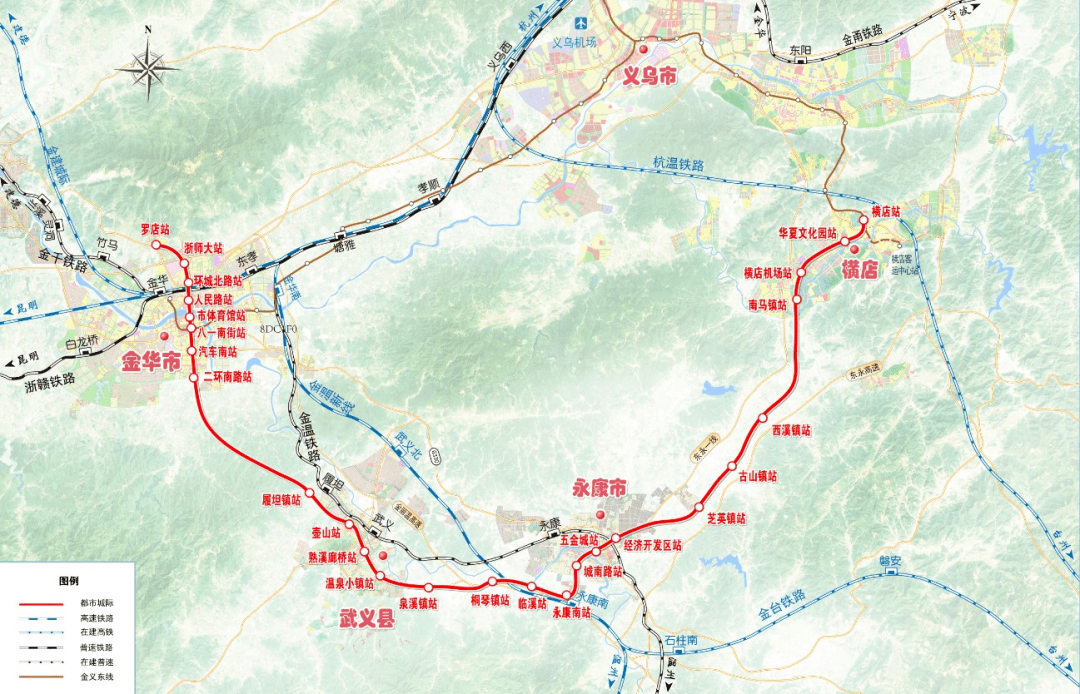 7公里,拟从婺城区罗店镇始发,沿八一街南北向纵穿金华市区,再经武义