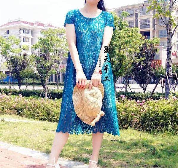 夏季镂空美衣,钩针编织经典连衣裙,太美了,附2款图解教程