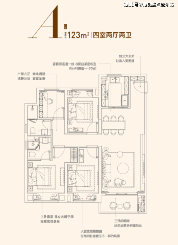 【建面约123㎡】禹洲天境·雍锦府的户型都有很大的亮点,全明户型的