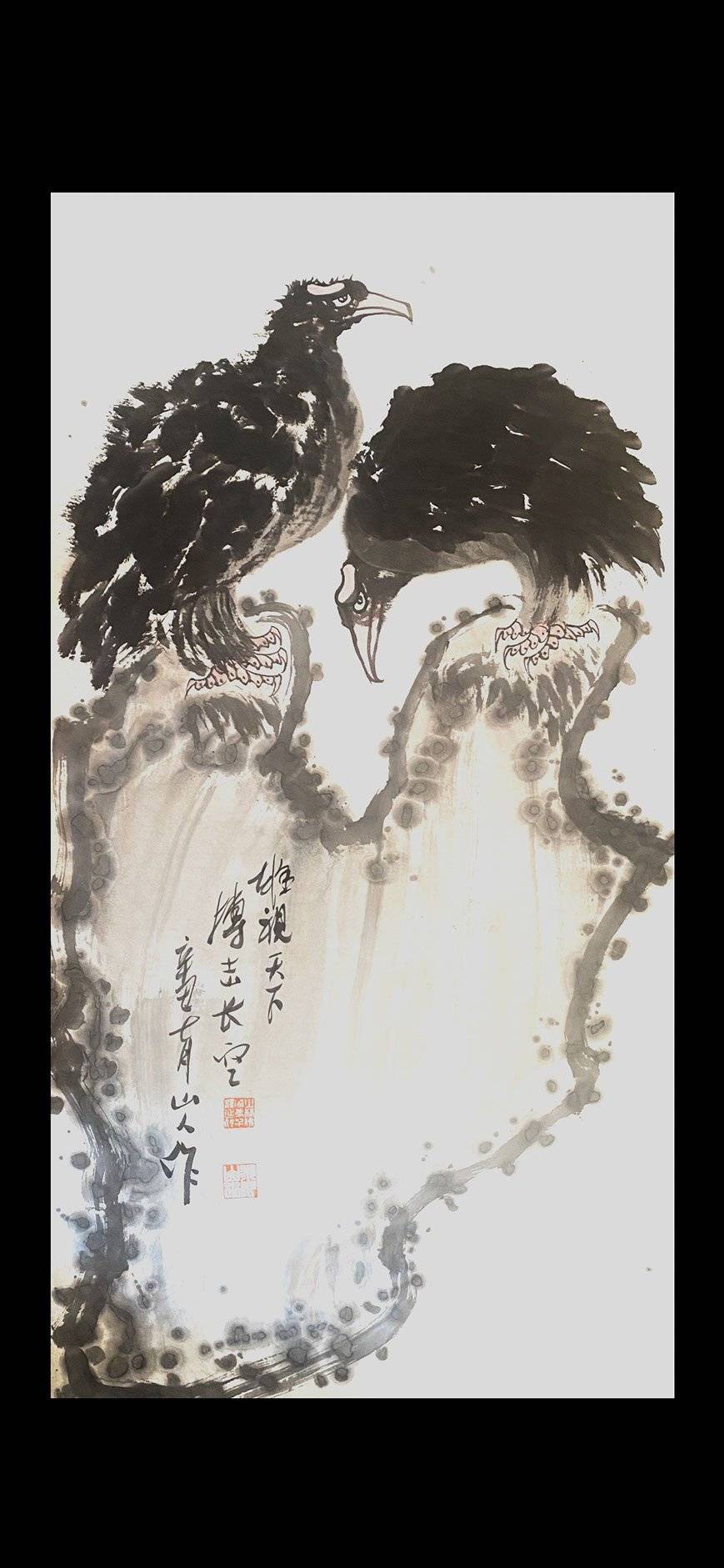 当代著名画鹰国画大师朱祖国作品