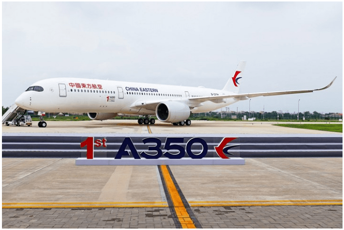 空客天津首架a350飞机交付东航 机身机翼均采用碳纤维