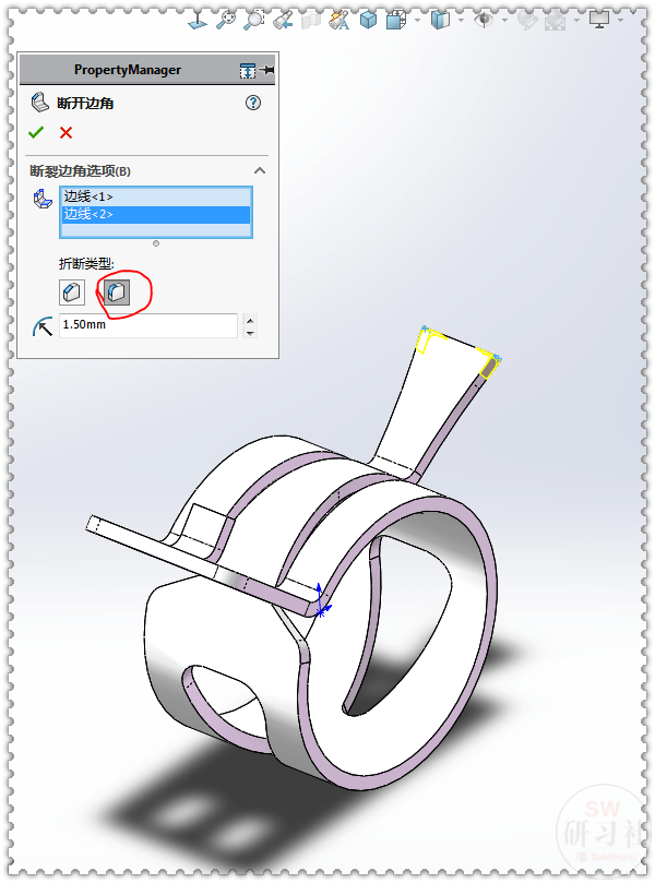 用solidworks钣金画的弹簧卡箍
