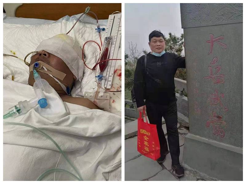 襄阳46岁顶梁柱丈夫突发脑出血,开颅手术后进icu至今昏迷,妻女含泪