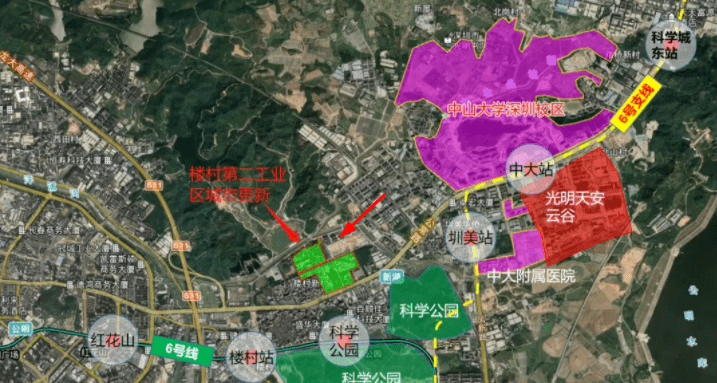 满京华操盘的光明楼村第二工业区更新要开拆了,500米6