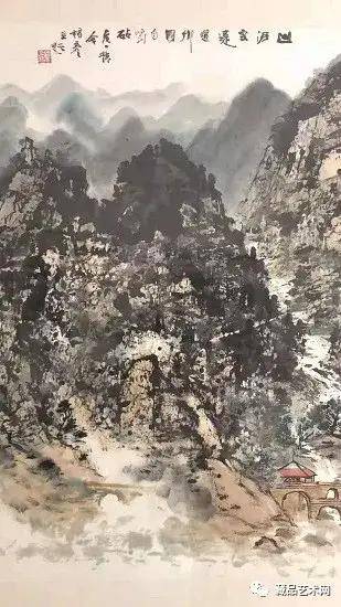 杨彦山水画"山河空远道,乡国自鸣砧"(局部)