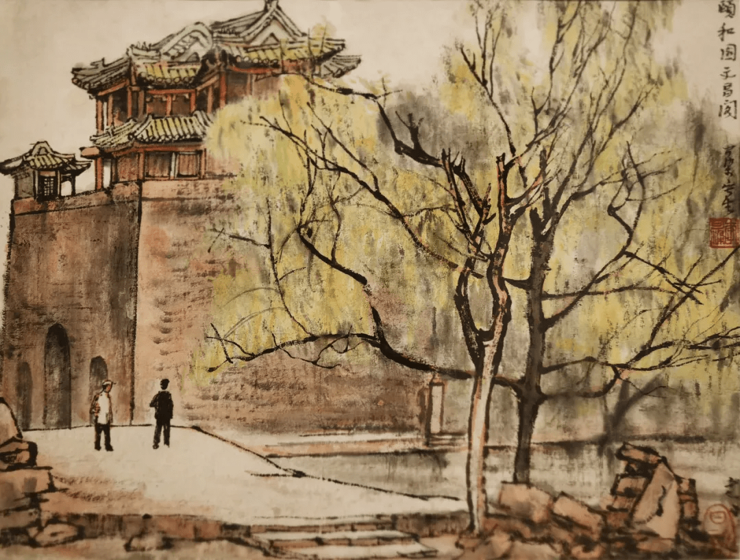 颐和园文昌阁 李可染 中国画 33.2×43cm 1955年 中国美术馆藏