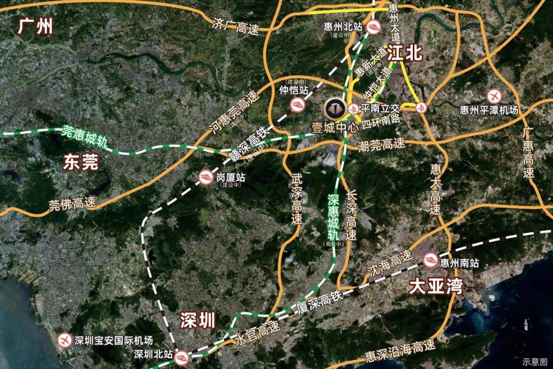 平南立交桥扼守仲恺交通要塞,仲恺大道,惠新大道(建设中),金恺大道