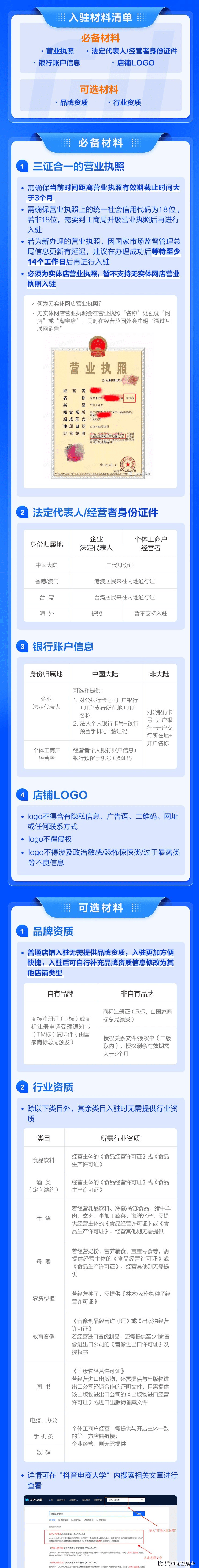 营业执照保证金垫付资金软件费用首先说营业执照开通抖音