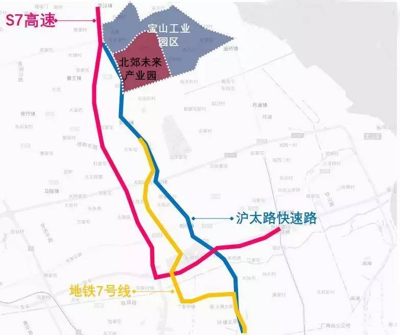 s7沪崇高速的一期在建,沪太路快速化将促进交通路网的焕新升级;规划中