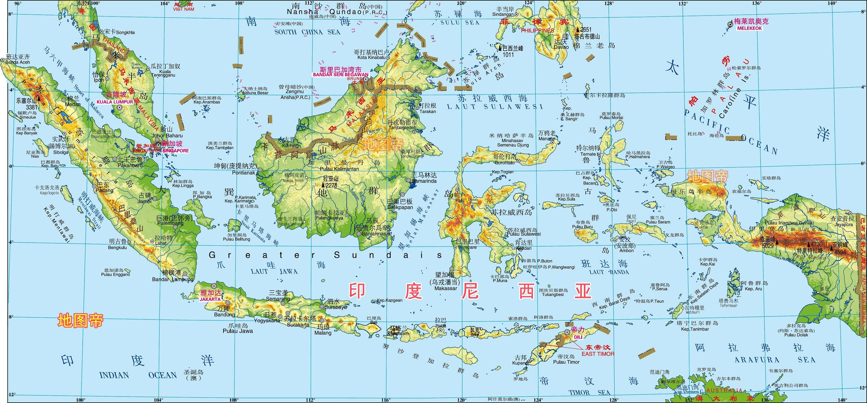 图-印度尼西亚地图帝汶岛,位于亚洲与大洋洲结合部,面积约3.