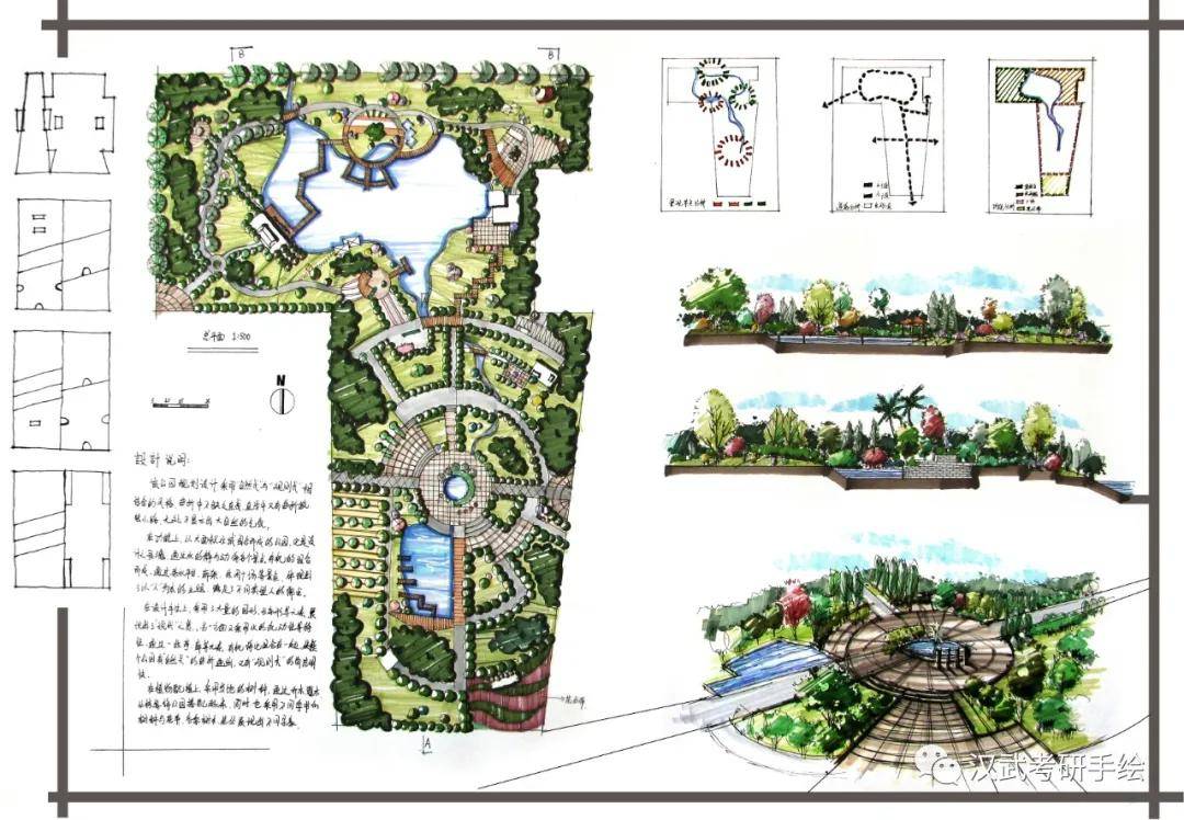 优选快题第02期丨环艺广场绿地小公园设计手绘快题晒晒旧图可否救急