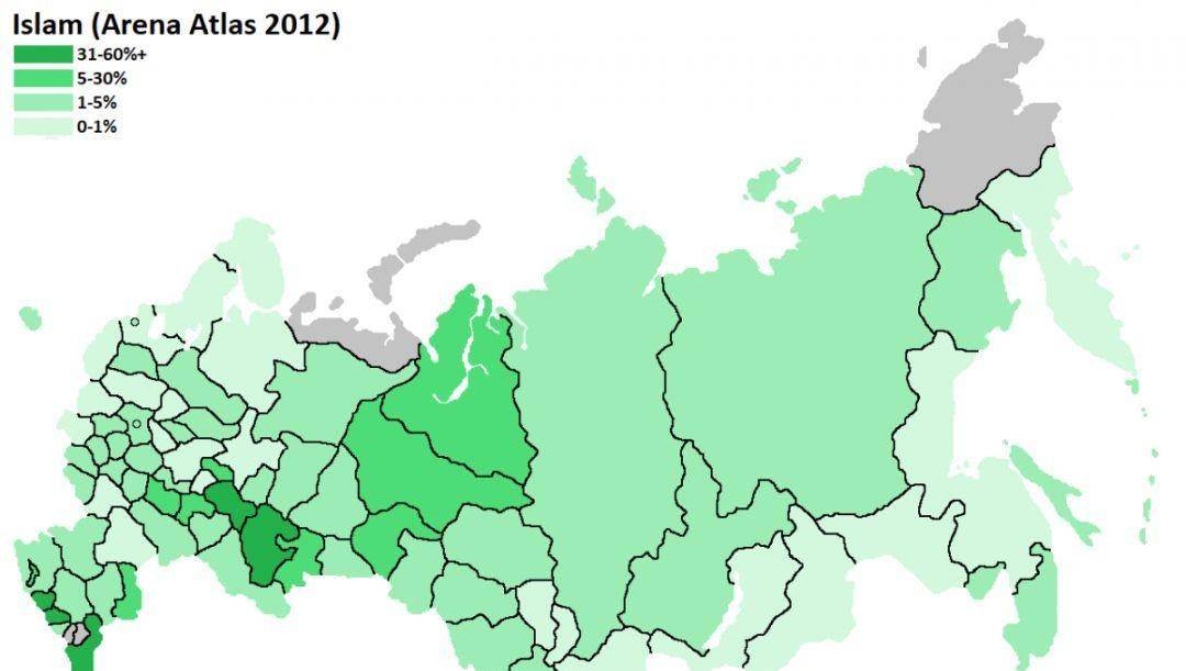 伊斯兰比例越高与车臣一样,俄罗斯其他一些地方曾经并不属于帝国版图