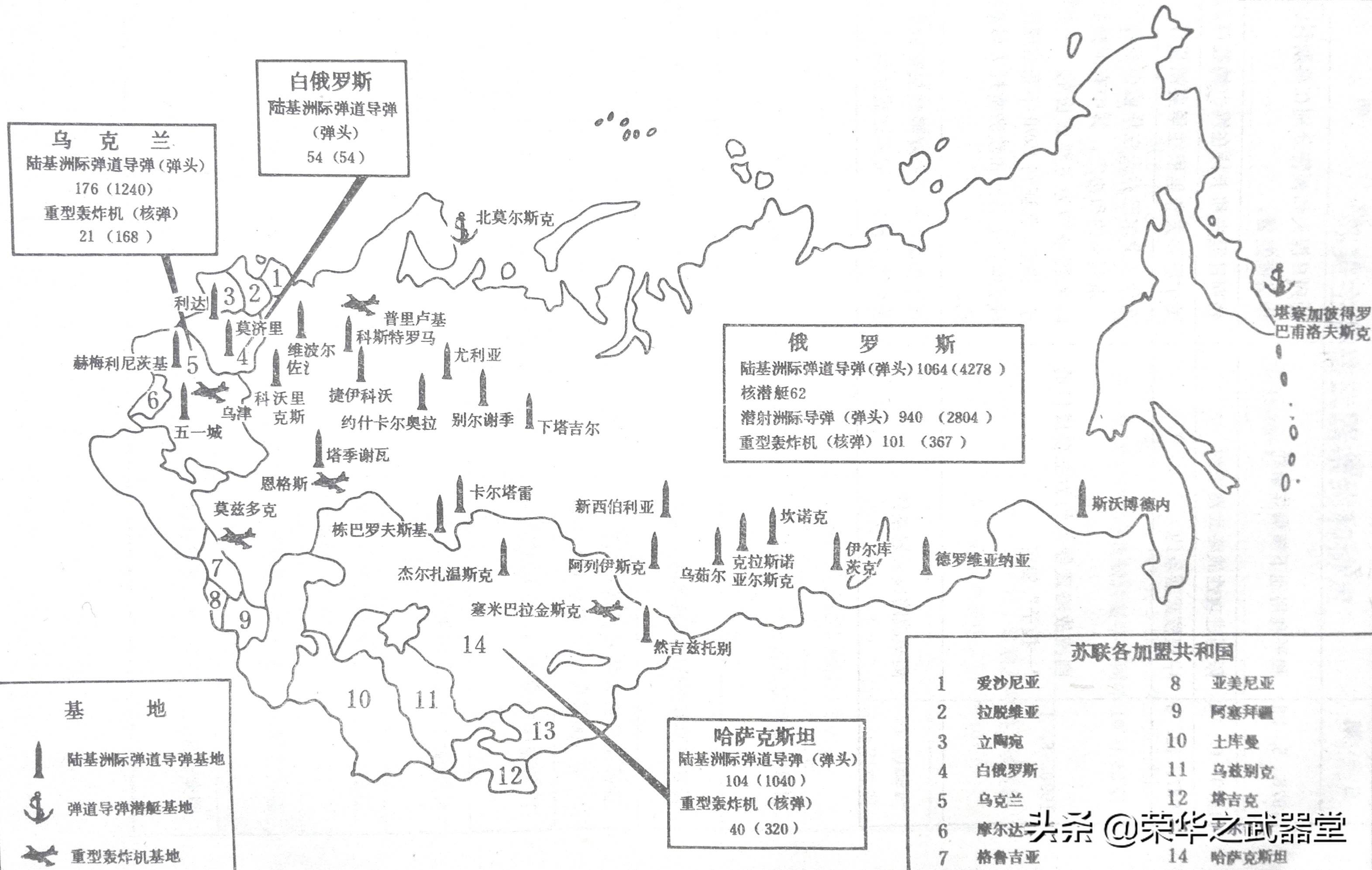 1990年苏联战略核力量分布图战略火箭军:总兵力为28万人,其中含院校1.