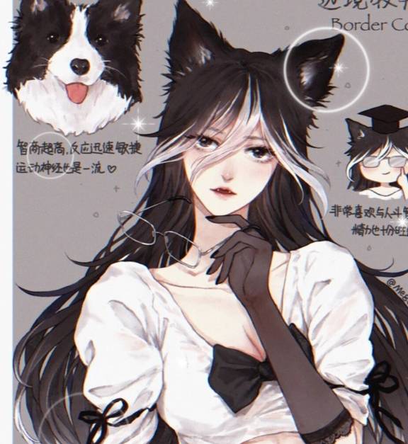 原创画师将各种狗狗拟人化牧羊犬是美少女哈士奇变性感御姐