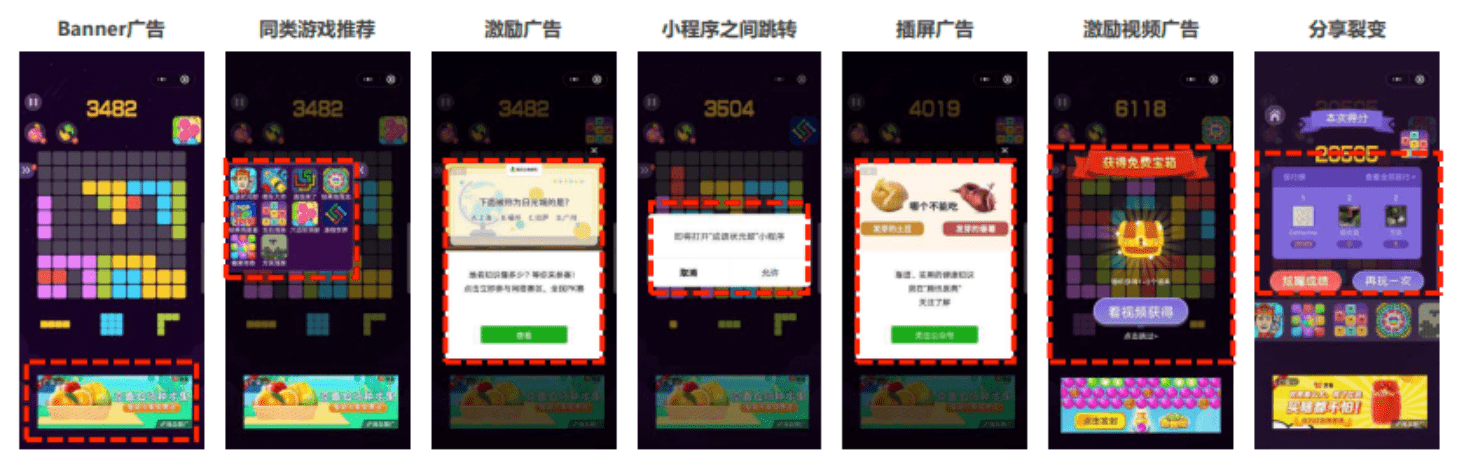 休闲消除类微信小游戏俄罗斯消除为例,打开游戏之后底部有banner广告