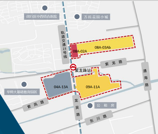 另外,紫龙路站附近(靠近华东师范大学),规划有商业商办,住宅及医疗等