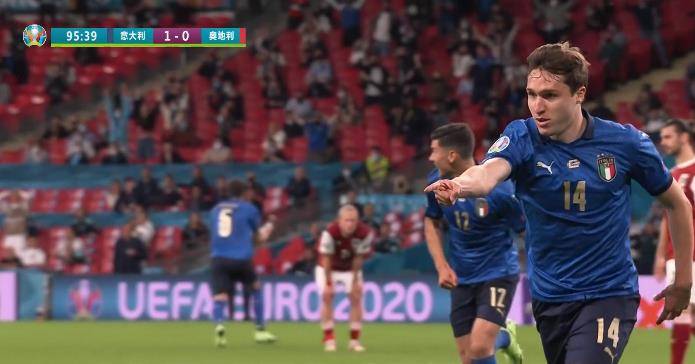 94分钟破门，1-0！意大利发作，尤文巨星疯狂庆贺，曼奇尼笑了