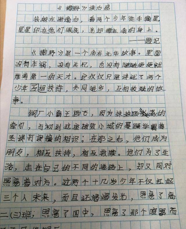 学生写《撒野》读后感，老师：太尴尬了，这分没法打  读后感怎么写 第5张