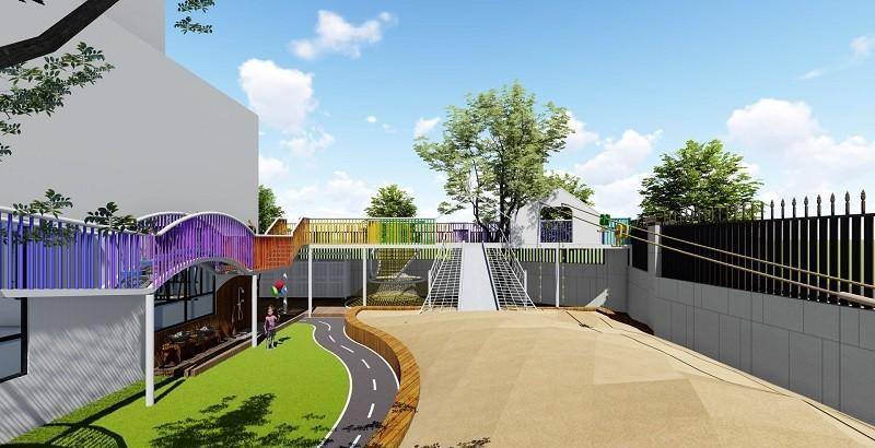 幼儿园户外整体规划设计：把彩虹装进山谷里