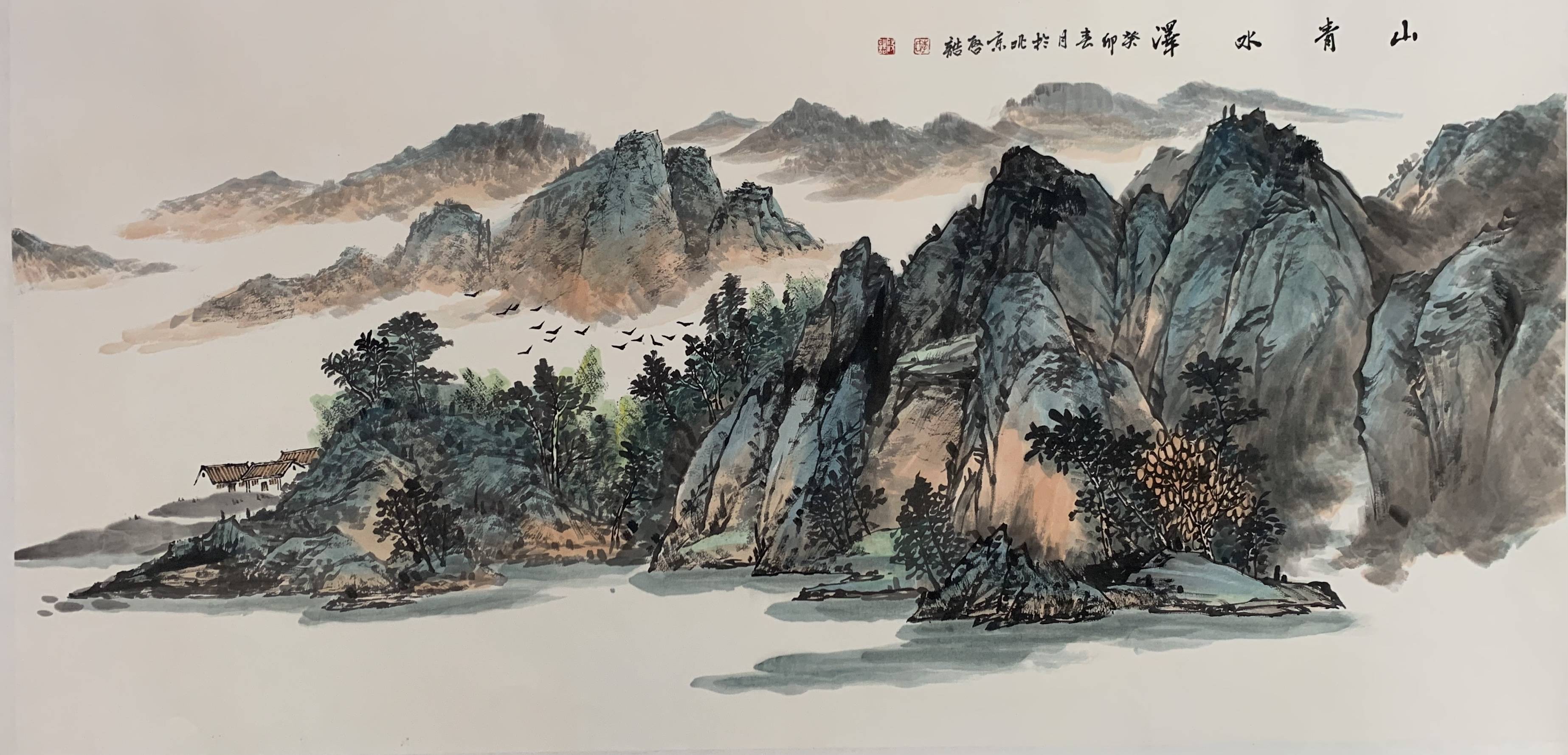 实力派出名画家李启诰山川做品