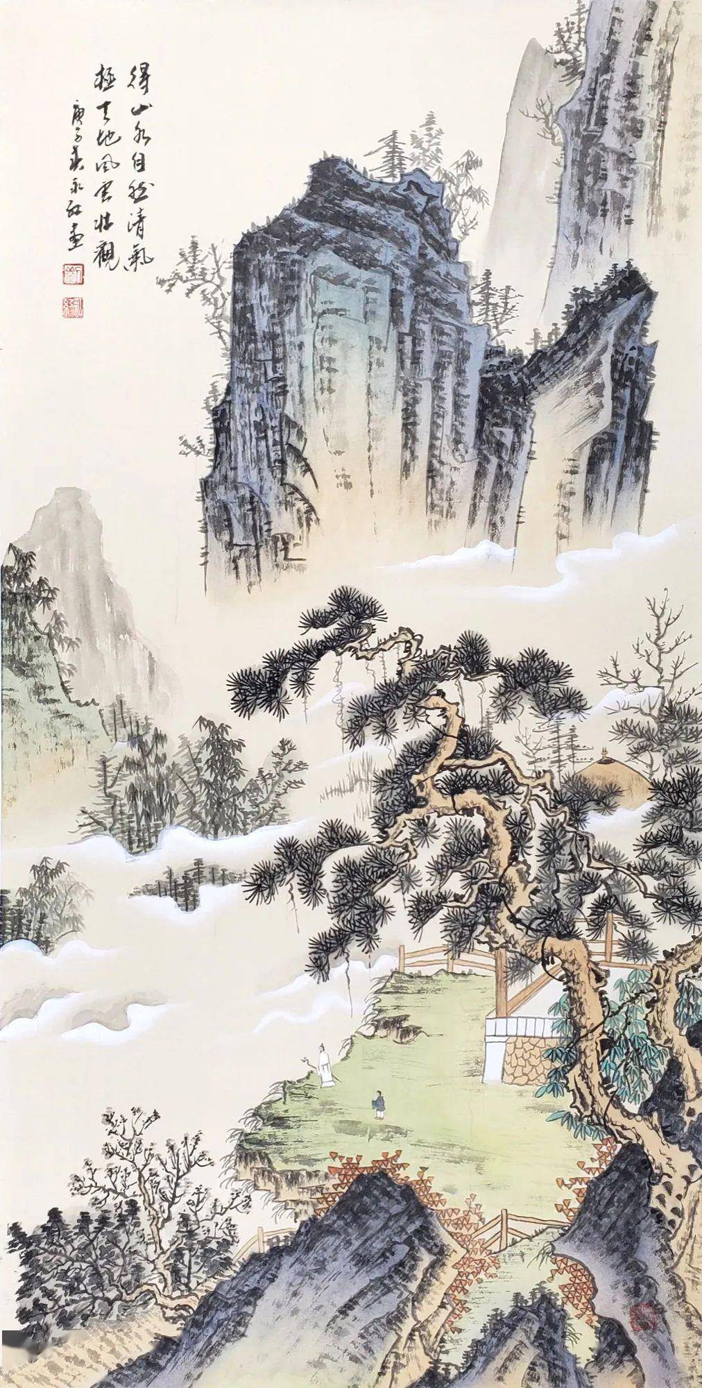 art appreciation  刘永红《观云图》山水 刘永红,著名女画家.