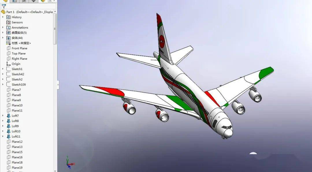 【飞行模型】biman airbus-a380空客飞机简易模型3d图纸 solidworks