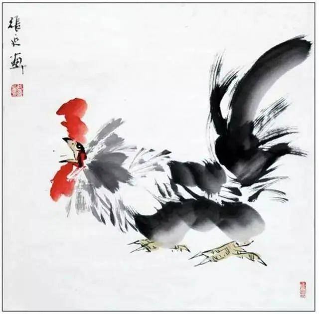 公鸡的写意画法,点赞收藏_国画