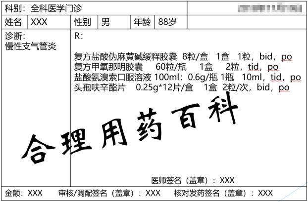 今日分享一例88岁男性慢性支气管炎患者的处方审核