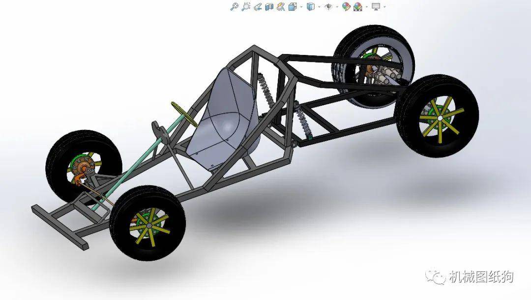 【卡丁赛车】kart-buggy卡丁车简易框架3d图纸 solidworks2018设计