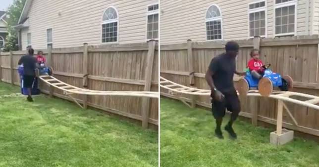 疫情期间太无聊 美国老人为外孙自制过山车