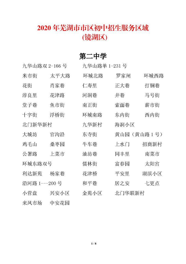 2020年绍初镜湖校区_官方发布!2020年芜湖镜湖区初中招生范围公布!部分小