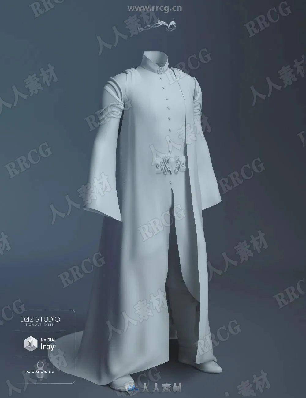 [3d模型]精灵皇室神秘男性长款服装服饰3d模型合集_素材