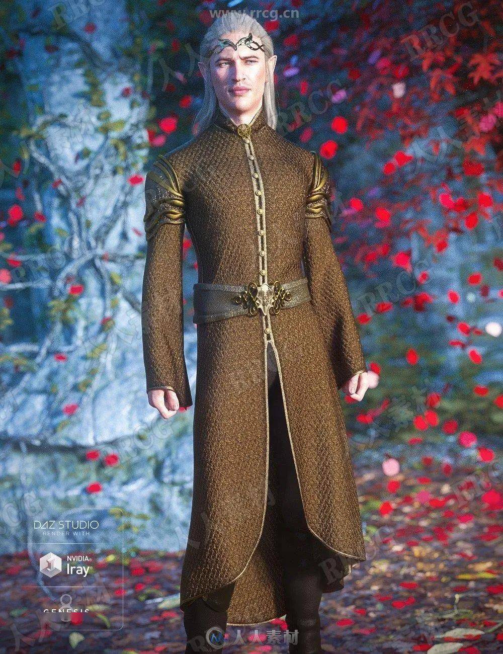 3d模型精灵皇室神秘男性长款服装服饰3d模型合集